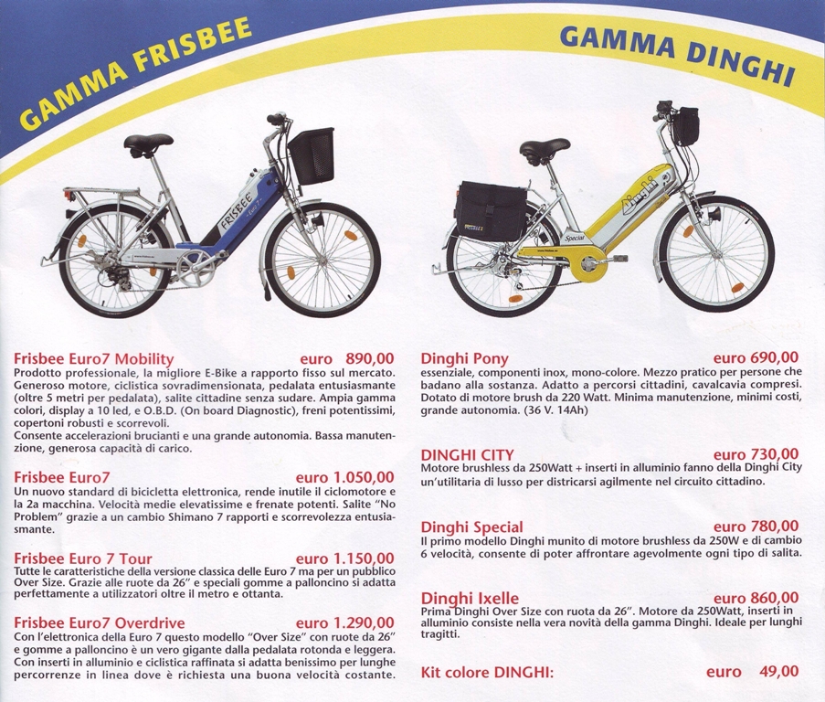 Forum Indipendente Biciclette Elettriche, Pieghevoli e Utility - Listino  Frisbee-Dinghi 2009